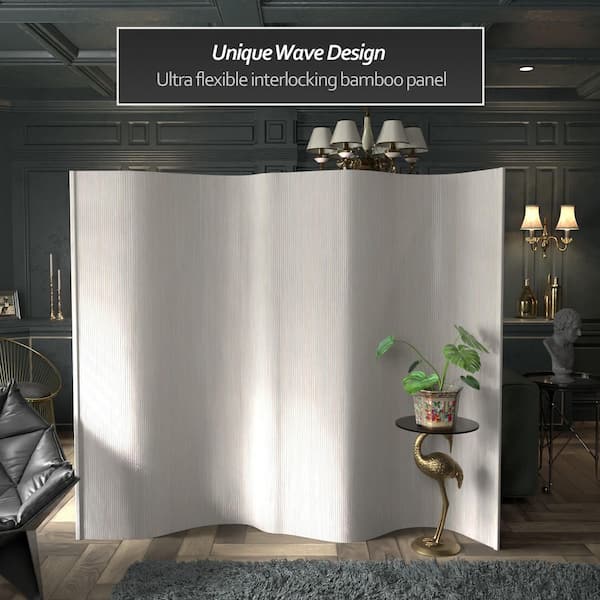 RED LANTERN 6 ft. Tall Bamboo Wave Screen - Rustic White BF-75-WHT