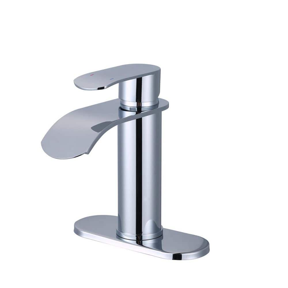Single Handle Single Hole Bathroom Faucet with Deckplate and Waterfall Spout Included in Polished Chrome price history on PriceWatchPro