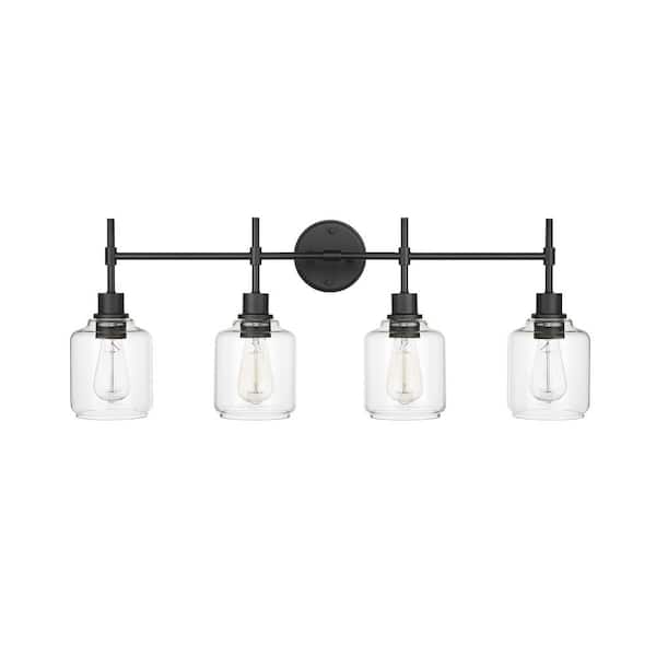 Millennium Lighting Asheville 34.75 in. 4-Light Matte Black Vanity Light with Clear Glass