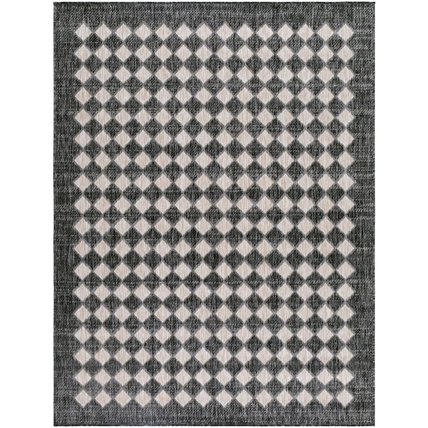 Galey Alix Mulberry 5 ft. 3 in. x 7 ft. Indoor/Outdoor Area Rug, Black Area Rug