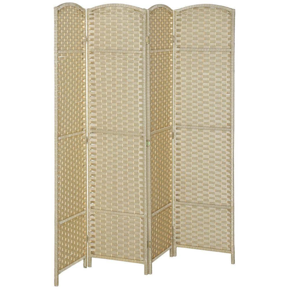 66.9 in. Wood 4 Panel Folding Room Divider Screen Privacy Screen Freestanding