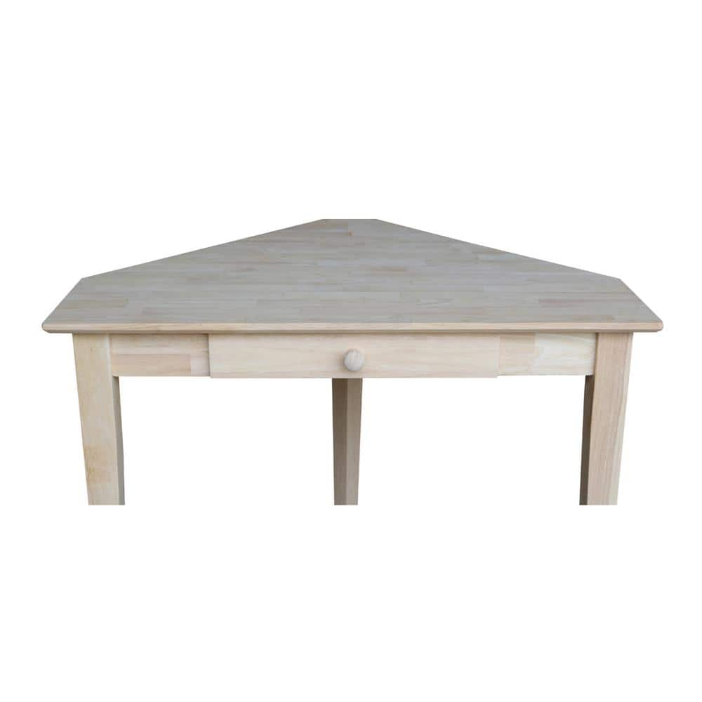 Unfinished Natural Wood Corner Desk with Drawer