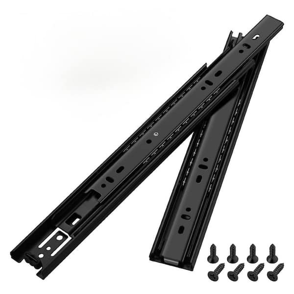 2-Piece 10 in. Full Extension Ball Bearing Black Side Mount Drawer Slide Rails with 100 lbs. Load Capacity