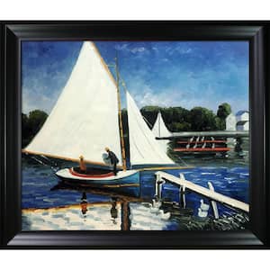 Sailing at Argenteuil by Claude Monet Black Matte Framed Travel Oil Painting Art Print 25 in. x 29 in.