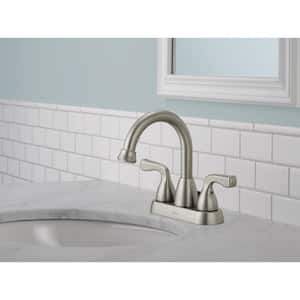 Foundations 4 in. Centerset 2-Handle Hi-Arc Bathroom Faucet in Brushed Nickel