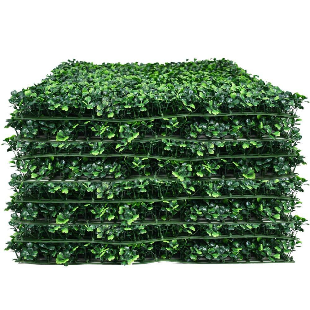 12-Pieces 20 in.x20 in. Artificial Greenery Boxwood Panels UV ...