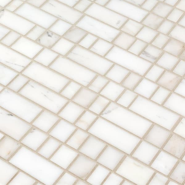 Jeffrey Court Strata Sunrise White 12 in. x 12 in. Rectangle Honed