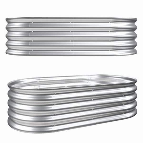 4 x 2 x 1ft. Silver Metal Raised Garden Bed, Galvanized Planter Box w/Open Bottom for Vegetables Flowers and Herbs 2Pack