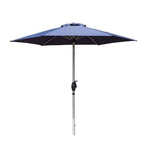 7.5 ft. Market UV Protection Waterproof Patio Umbrella in Navy Blue with Push Button Tilt and Crank, 8 Sturdy Ribs