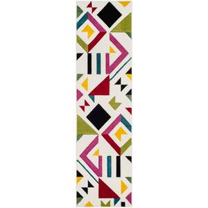 Hollywood Ivory/Rose 2 ft. x 8 ft. Abstract Runner Rug