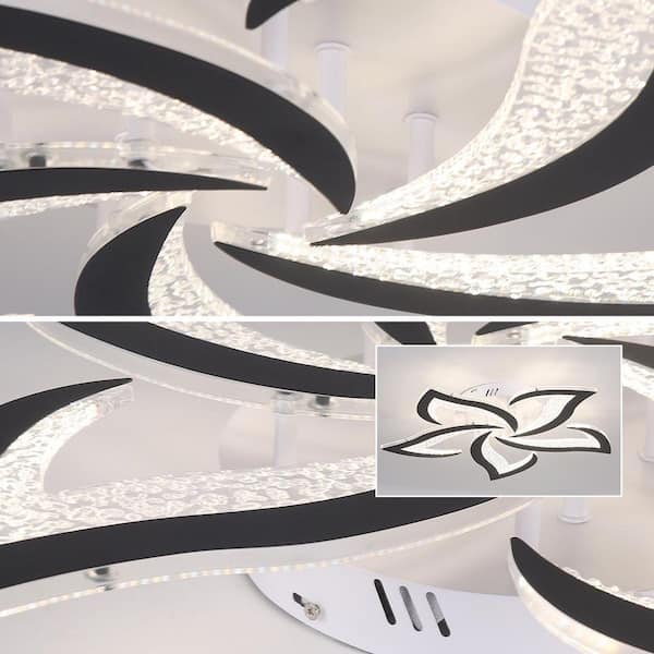 Genoci 23.62 in. 48-Watt Modern Black Integrated LED Flush Mount