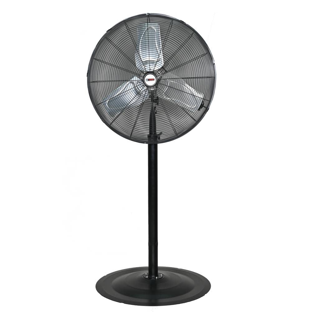 24" Black Adjustable Height Waterproof Pedestal Fan