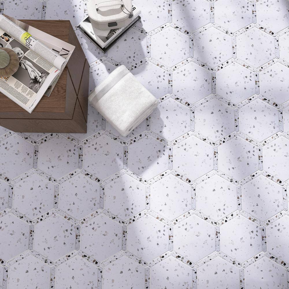 Blianco White Hexagon Matte Porcelain Wall & Floor Tile
