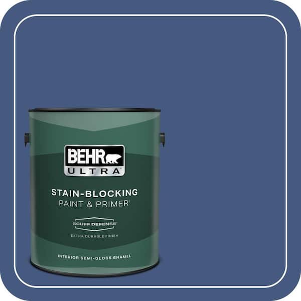 BEHR ULTRA 1 gal. #M540-7 Optimum Blue Extra Durable Semi-Gloss Enamel Interior Paint & Primer
