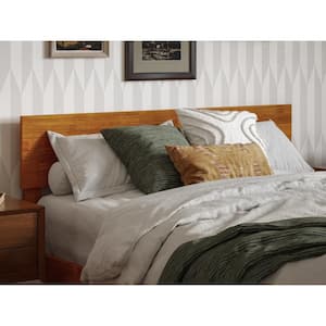 Orlando Light Toffee Natural Bronze Full Modern Solid Wood Panel Headboard with Attachable Charger