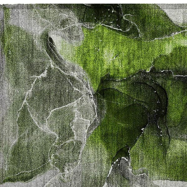 Green 2 ft. x 3 ft. Abstract Indoor/Outdoor Area Rug