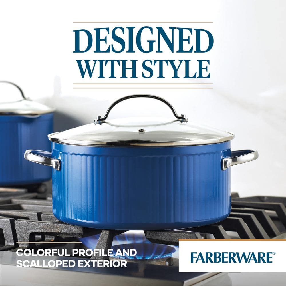 Blue Aluminum Nonstick 10-Piece Cookware Set with Utensils