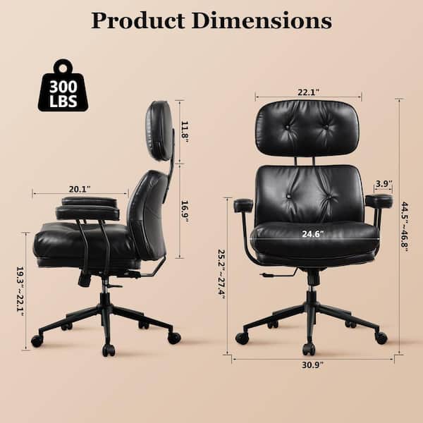 Allwex Kro PU Fabric Swivel Ergonomic Office Task Chair in Black
