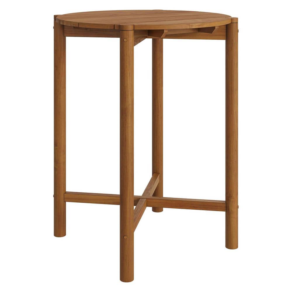 Eleni 35-Inch Round Outdoor Teak Wood Bar Table in Natural price history on PriceWatchPro