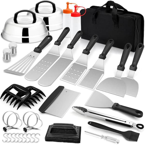Dyiom 35 Pieces Black and Silver Grill Bag Stainless Steel Outdoor