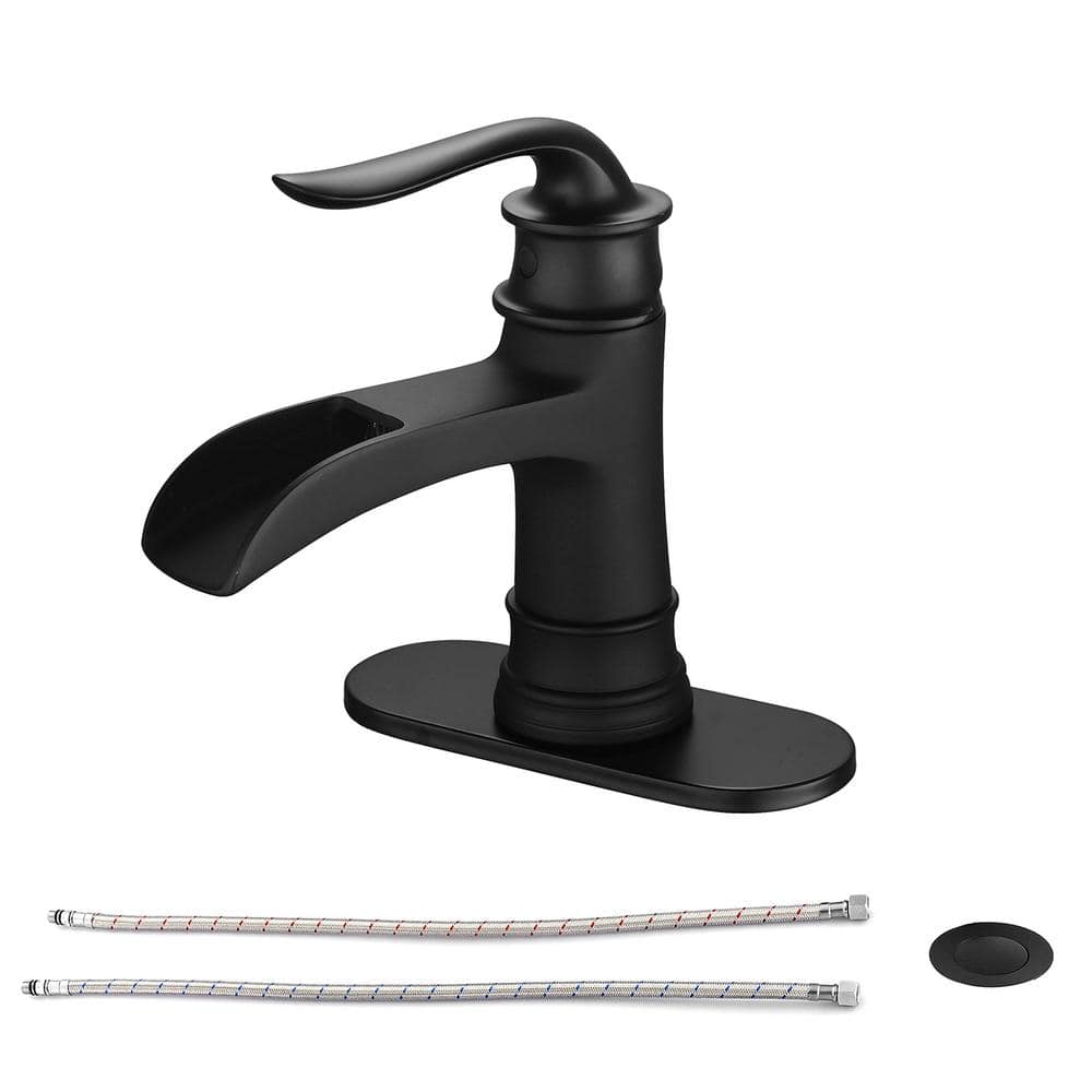 Single Hole Single-Handle Bathroom Faucet With Pop-up Drain Assembly and Wa