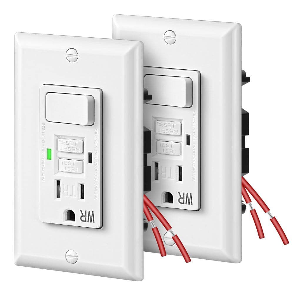 15 Amp Self-Test GFCI Outlet Receptacle with Light Switch, Decorative Wallplate Included (2-Pack) price history on PriceWatchPro
