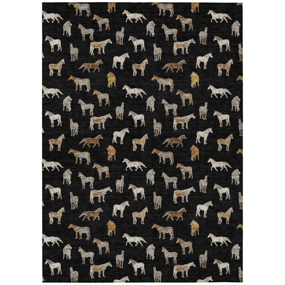 Chantille Machine Washable Indoor/Outdoor Abstract ACN2521 Black 5 ft. x 7 ft. 6 in. Area Rug price history on PriceWatchPro