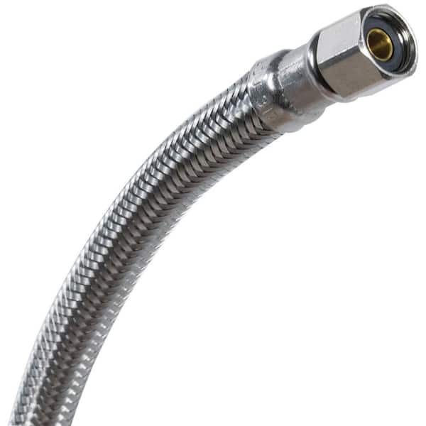 Highcraft 2668-NL Lead Free Stainless Steel Braided Ice Maker Supply Line  with Two 1/4 Fittings on Both Ends, 96 