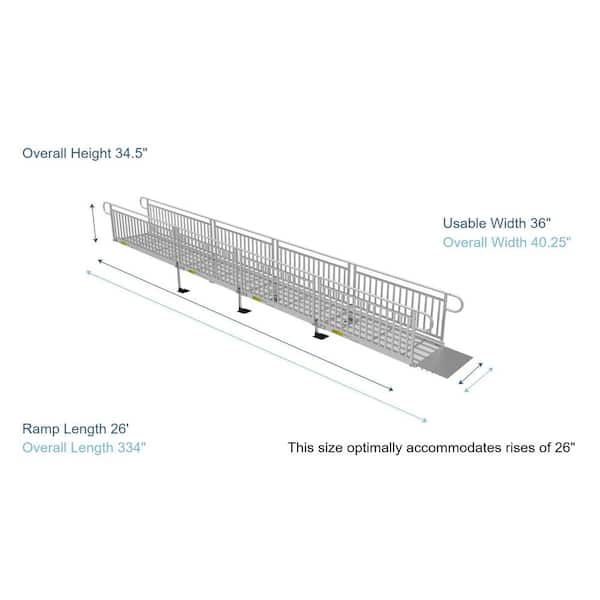 PATHWAY 3G 26 ft. Wheelchair Ramp Kit with Expanded Metal Surface and Vertical Picket Handrails