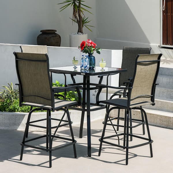 31.5" Height Bistro Square Table, Metal Frame Patio Bar Table T