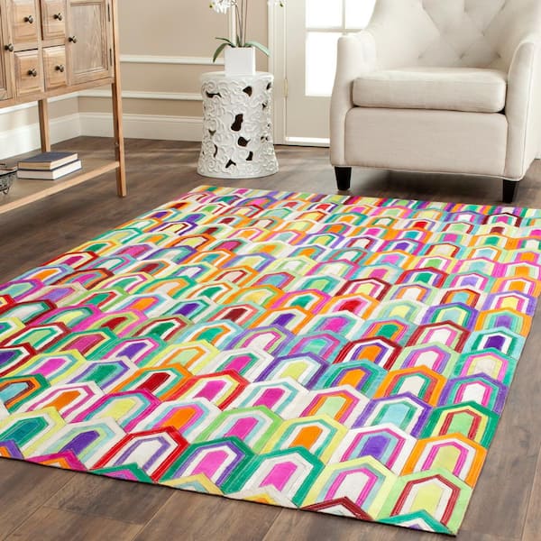 Studio Leather 8 ft. x 10 ft. Ivory/Multi Geometric Arches Area Rug