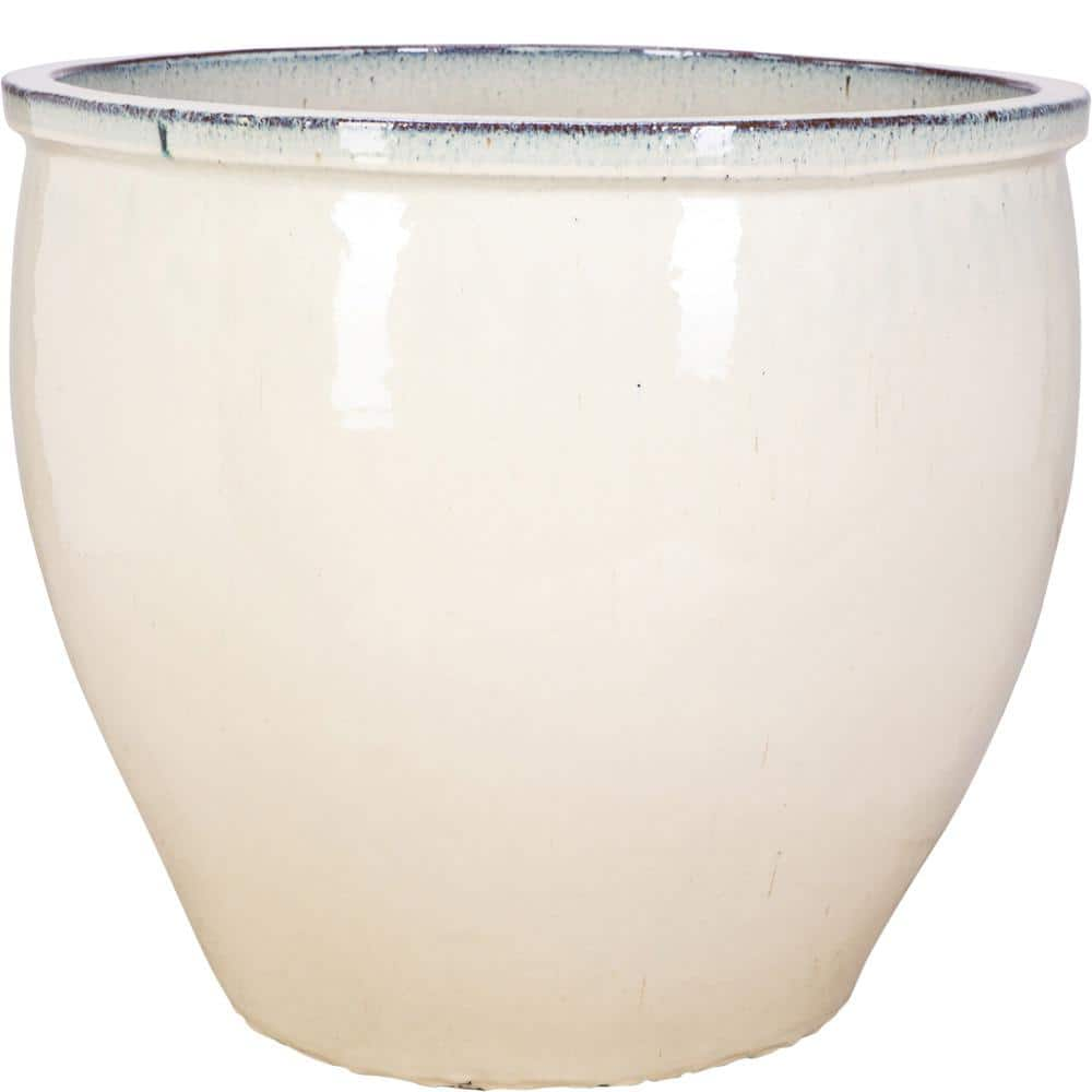 18 in. Crackle White Ceramic Fishbowl Planter GGC-720D-CWT - The Home Depot