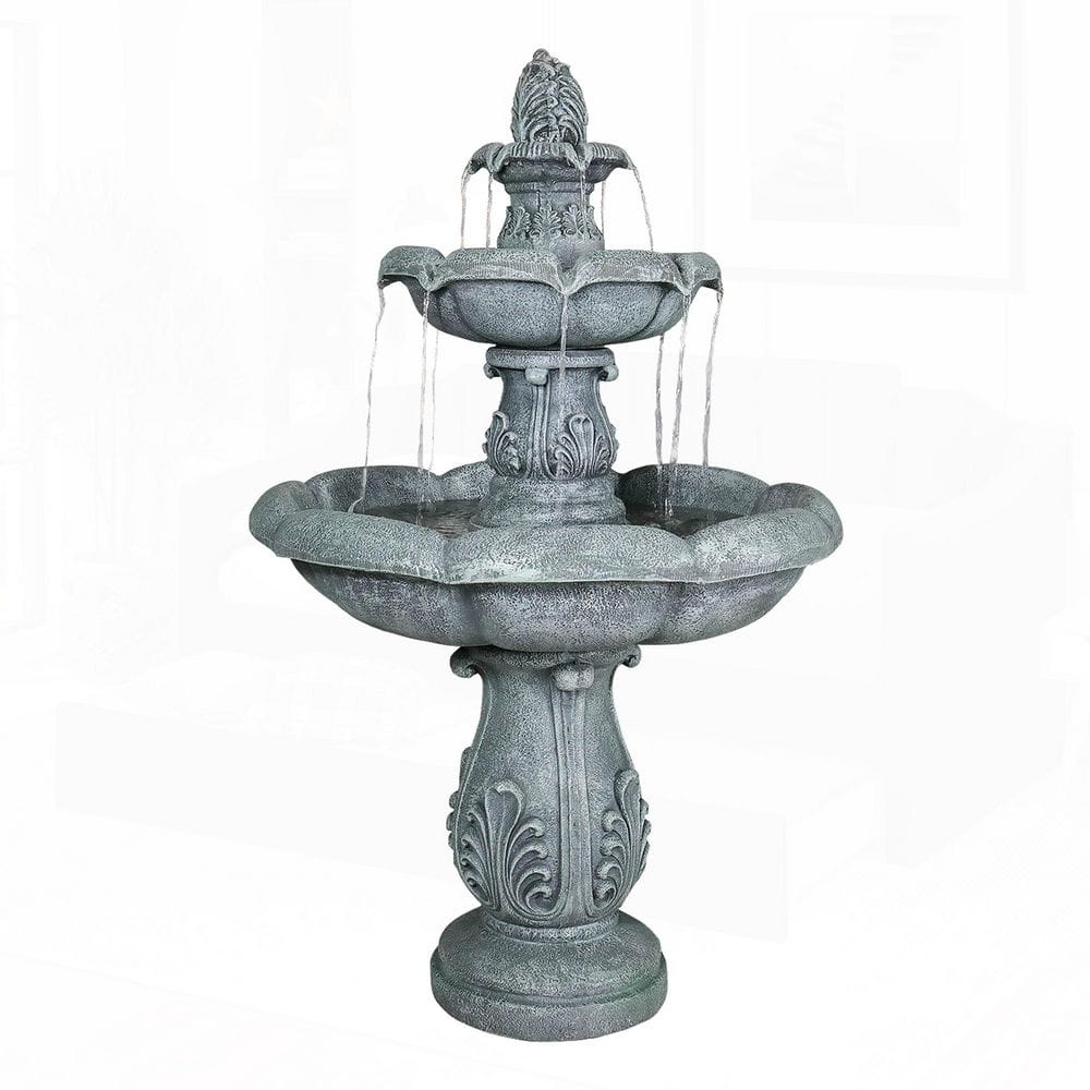 Elegant 48 in. H Concrete with Decorative Design Tiered Fountain with for Patio, Yard, Indoor/Outdoor Decor price history on PriceWatchPro