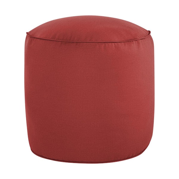 SORRA HOME 20 in. x 20 in. x 18 in. Sunbrella Cast Pomegranate Round Outdoor Bean Pouf