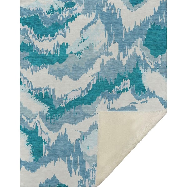 Premium Machine Washable ASB865 Teal 50 in. x 70 in. Sherpa Throw Blanket