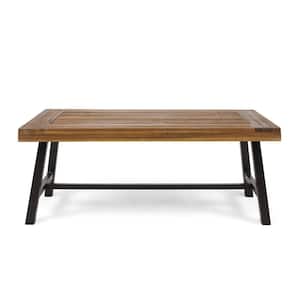 Carlisle Sandblast Finish Wood and Rustic Iron Rectangular Outdoor Coffee Table