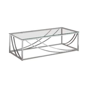 47 .25in Chrome Rectangle Glass Coffee Table