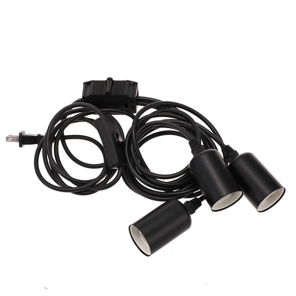 40 in. 3-Light Black Plug-In Pendant Lamp with On/Off Switch, Industrial Hanging Lighting for Kitchen Island price history on PriceWatchPro