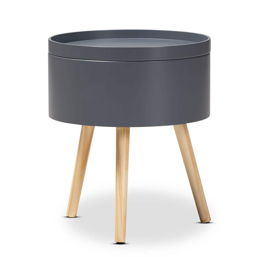 Jessen Gray Wood Nightstand with Removable Tray Top