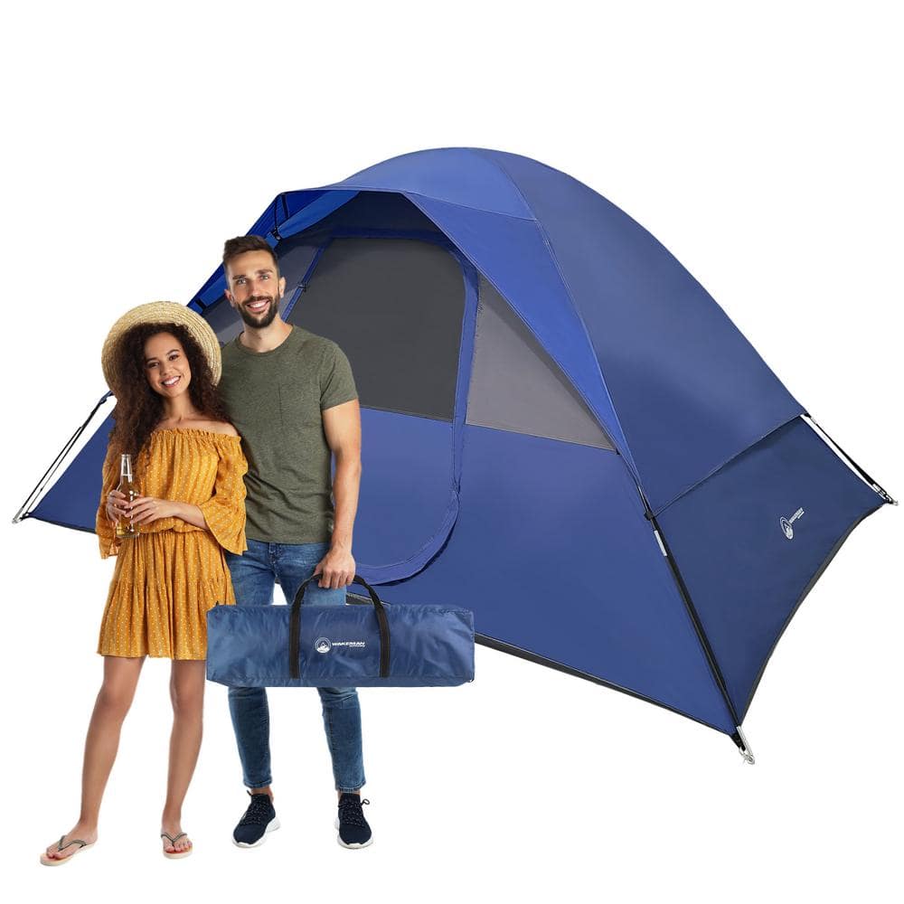 Wakeman 5 Person Camping Tent Includes Rain Fly and Carrying Bag Easy Set Up Tent for Backpacking Hiking or Beach Blue 75 CMP1122 The Home Depot