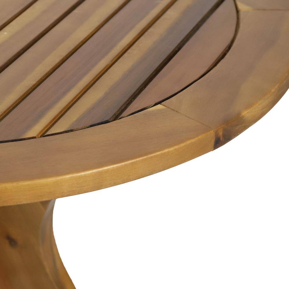 Teak Round Acacia Wood Outdoor Bistro Table with X Legs