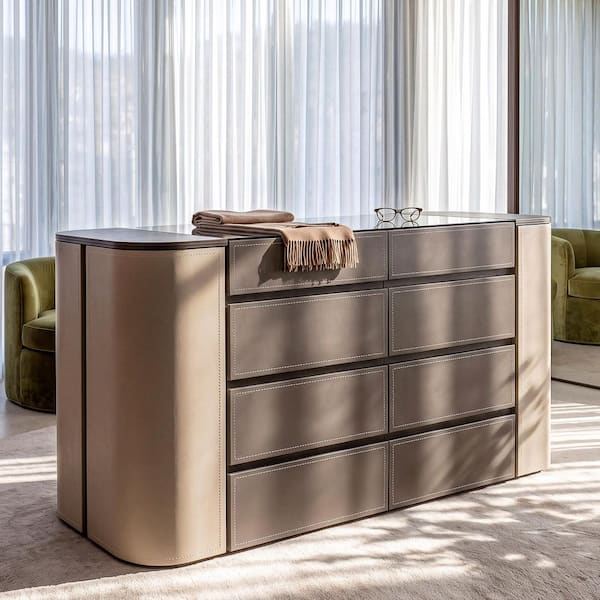 grey glass dresser Homsee Gray 10-Drawer 59 in. Wide with Top Display, 4-Swivel Side Cabinets, 12-Interior Shelves Z-HS520174-01 gray dresser with mirror