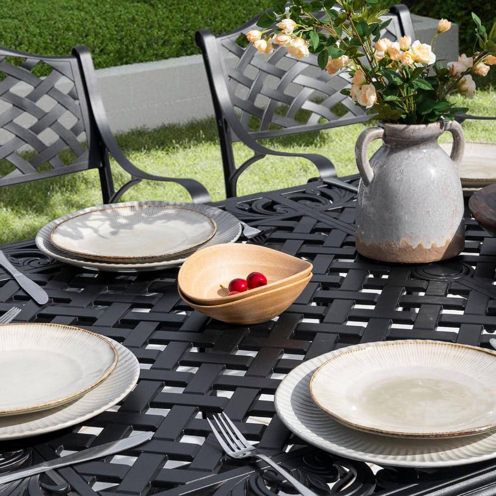 Black and Gold Speckled Cast Aluminum 6-Person Patio Dining Set