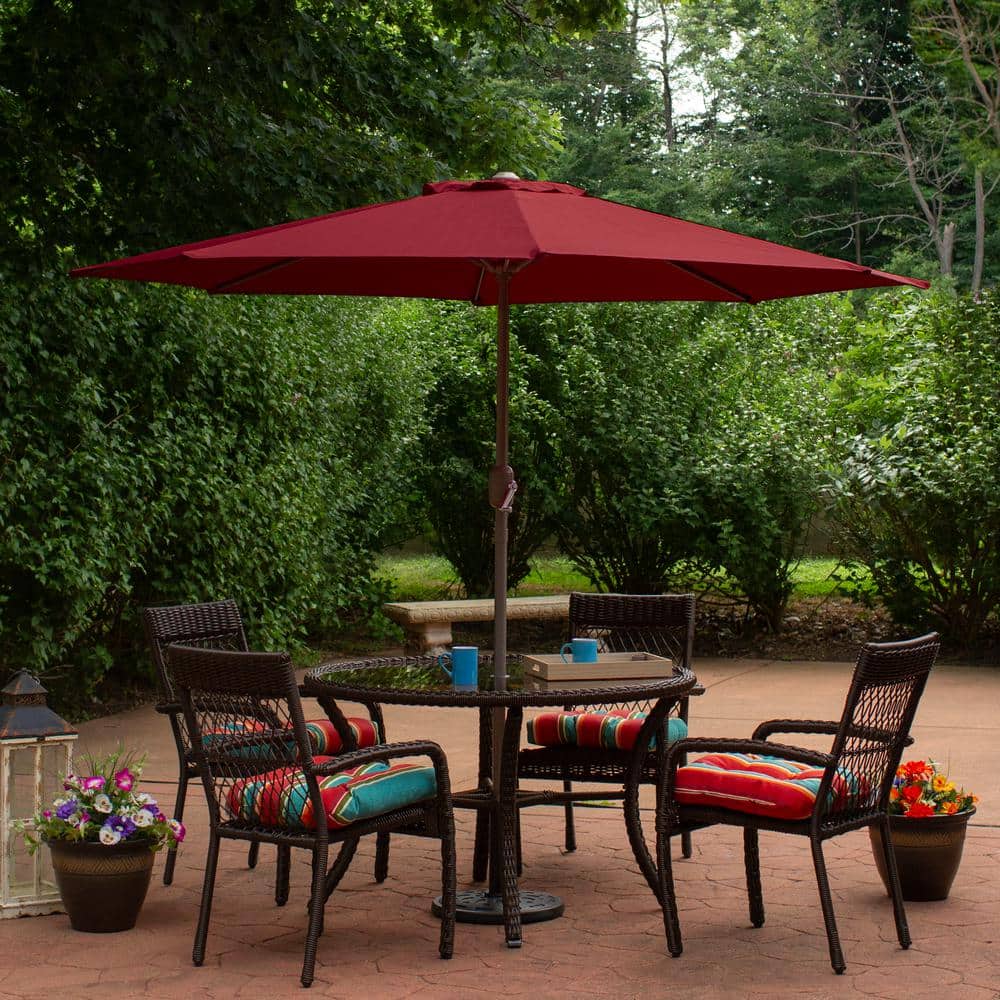 Burgundy 7.5 ft Hexagon Outdoor Patio Market Umbrella with Hand Crank