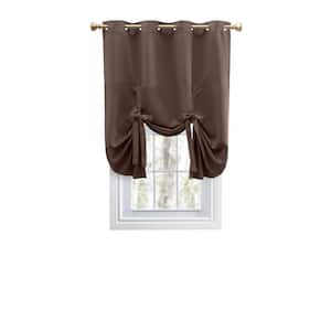 Ultimate Blackout Espresso Solid 55 in. W x 63 in. L Grommet Blackout Curtain Tie Up Panel