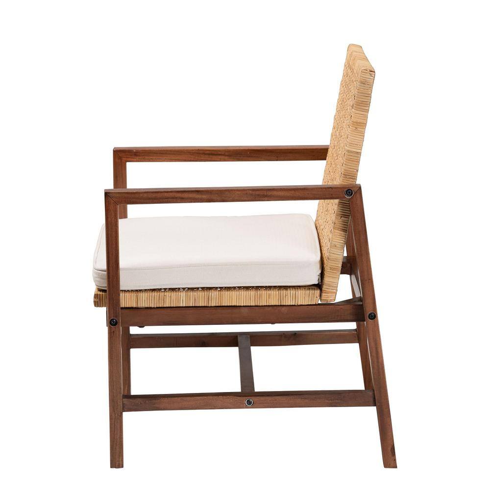 Lovina Light Honey Rattan and Acacia Wood Arm Chair