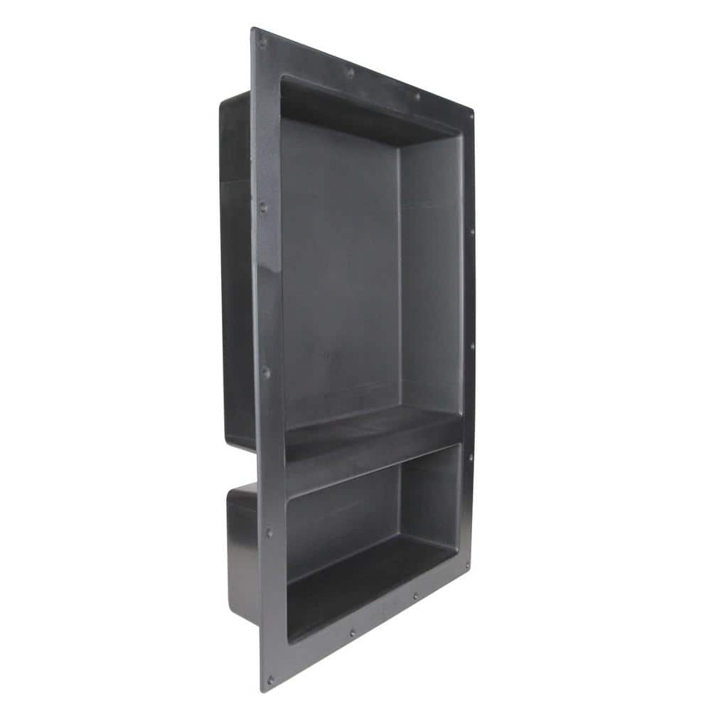 Black ABS Double Shelf Recessed Shower Niche 25" x 17"