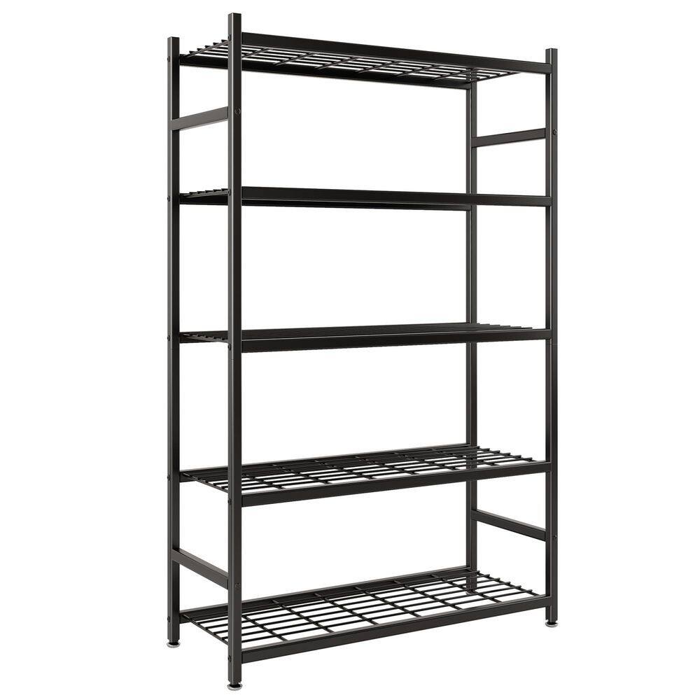 "Black 36.4"" W Heavy-Duty 5-Tier Metal Storage Shelf w/ Adjustable Feet for Garage, Kitchen, Pantry, Closet Organization" price history on PriceWatchPro