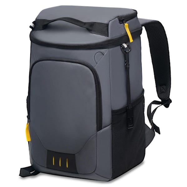 22.2 qt. Leak Proof Backpack Cooler in Dark Gray with 2 Insulated Compartments, Portable Camping Backpack for 30 Cans