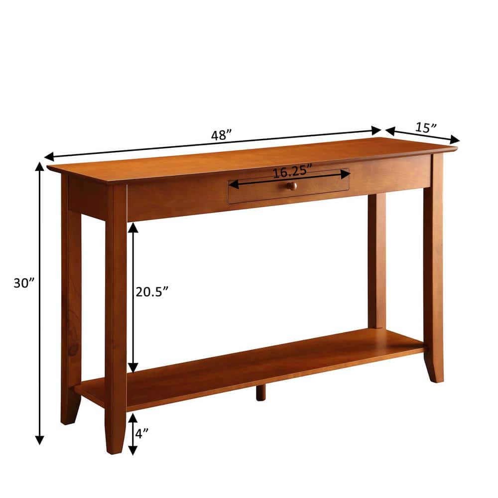 Classic American Cherry Wood Console Table with Storage Shelf
